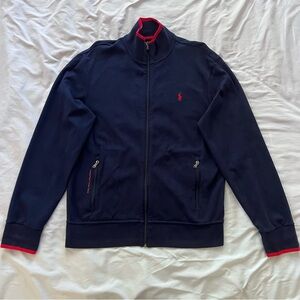 Polo by Ralph Lauren Men's Zip-Up Sweater in Navy and Red